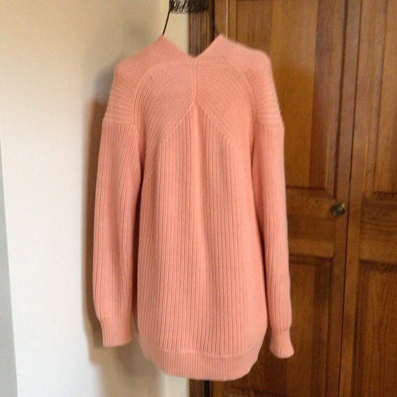 T by Alexander Wang Deep V Sweater in Salmon Pink, Medium - Picture 7 of 10